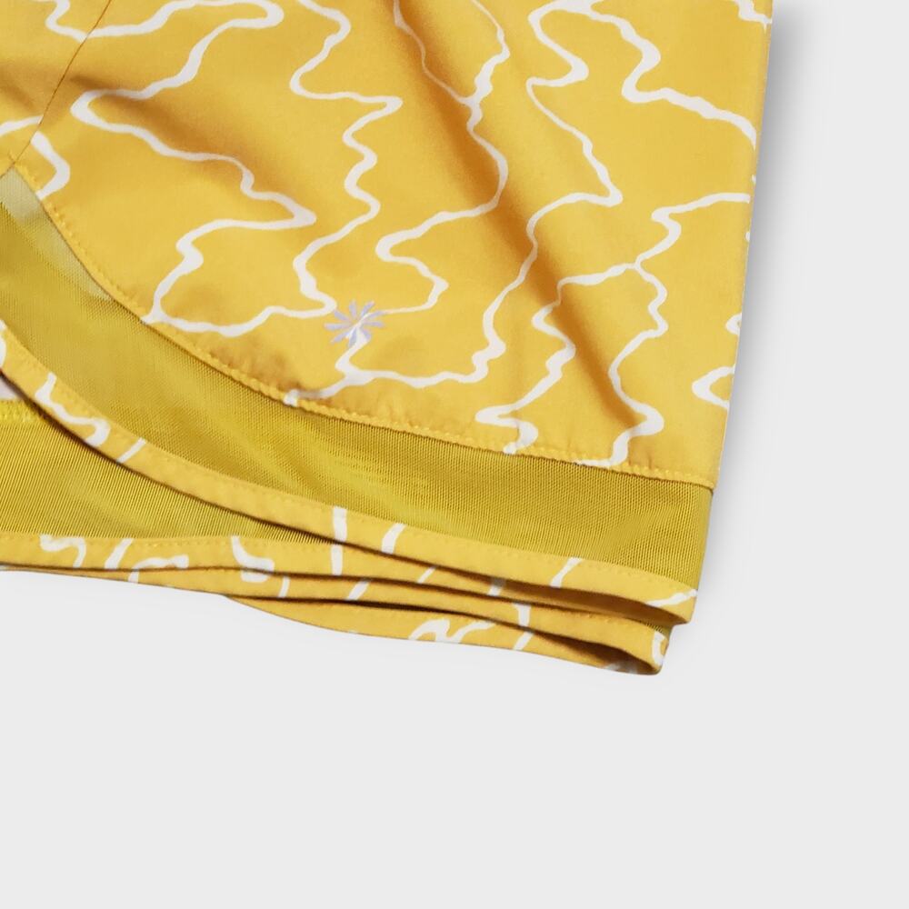 Athleta Printed Mesh Racer Run Short 4" Yellow Small Athleisure Casual Active - Picture 2 of 8